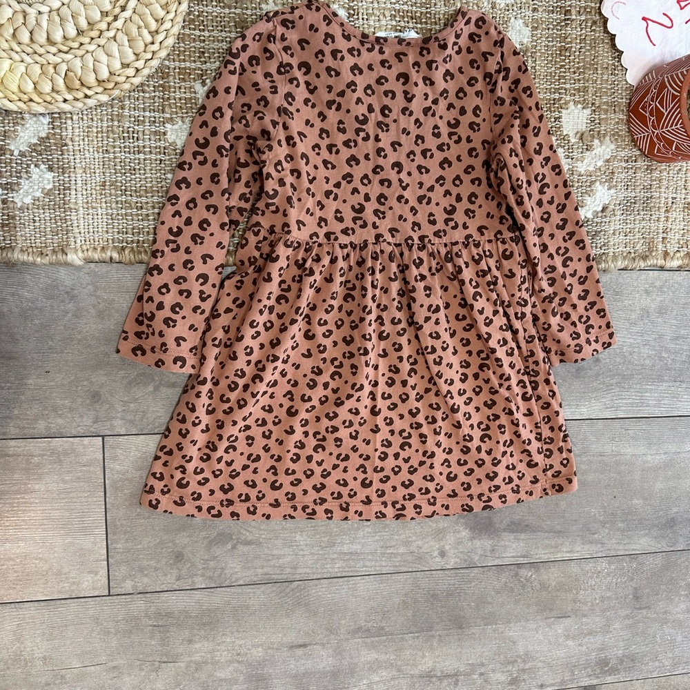 H&M Toddler Girl Leopard Print Long Sleeve Dress Cotton Dress Like New - Picture 7 of 12